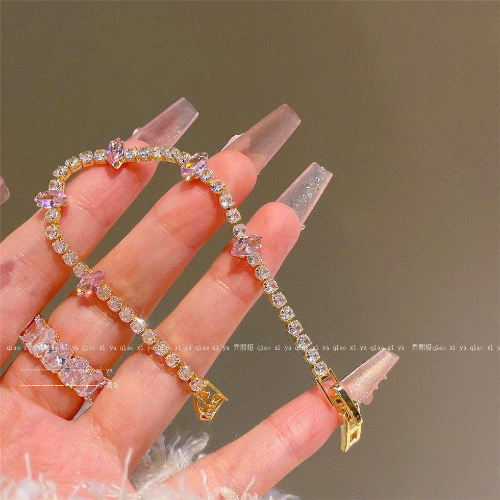 Pink Full Diamand Zircon Brace - Best Jewelry Watches review and price