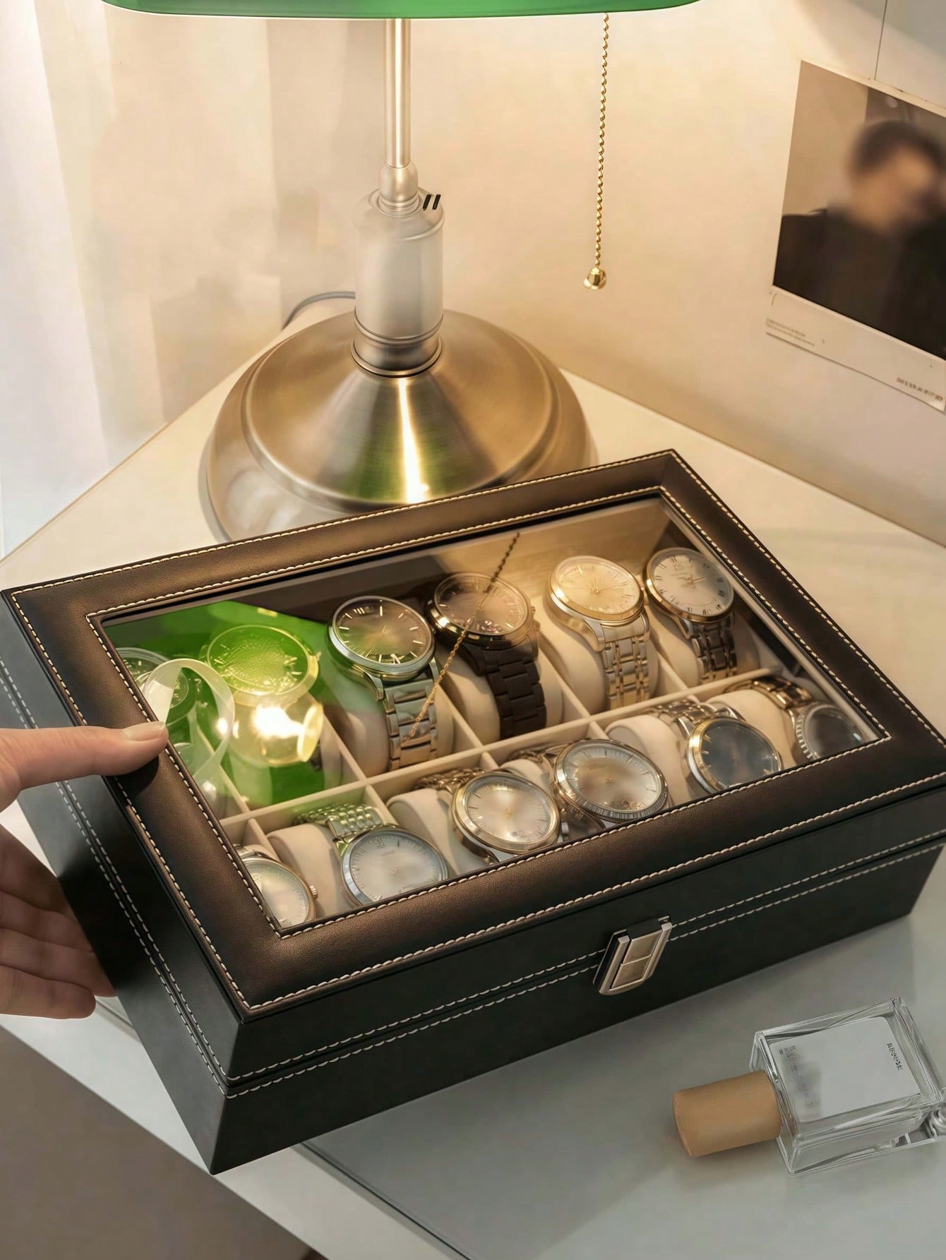 Leather Watch Box with Lock, L - Jewelry And Watches Box review and price