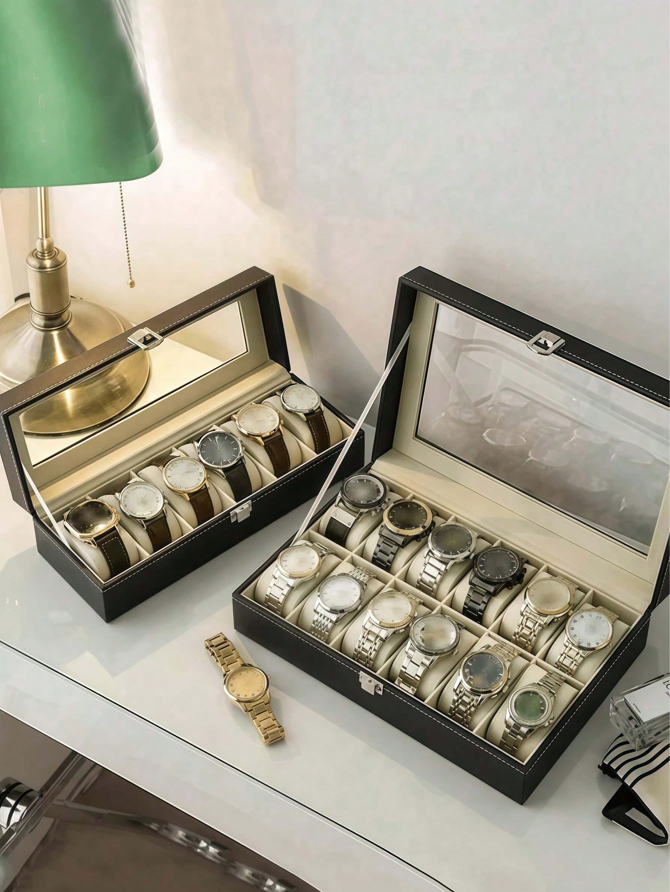 Leather Watch Box with Lock, L - Jewelry And Watches Box review and price