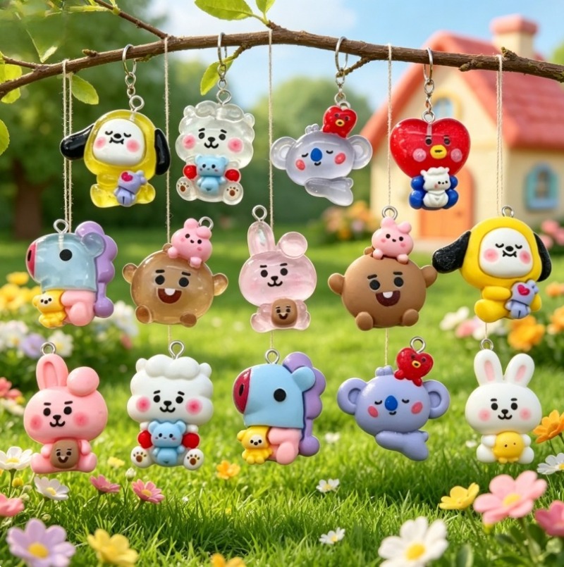 7pcs BT21 Resin Cartoon Charm  - Drop Earrings review and price